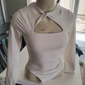 Abercrombie & Fitch Cream Cut-Out Bodysuit